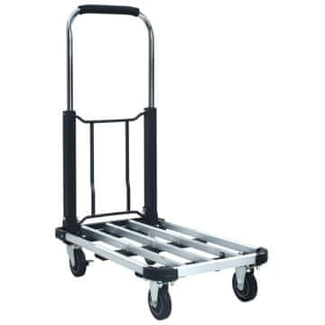 Vidaxl Sklopiva transportna kolica 150 kg Aluminij Srebrna
