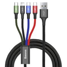 BASEUS 4in1 kabel USB - 2x USB-C / Lightning / micro USB 3.5A 1.2m, crno
