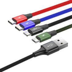 BASEUS 4in1 kabel USB - 2x USB-C / Lightning / micro USB 3.5A 1.2m, crno