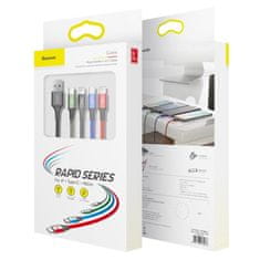BASEUS 4in1 kabel USB - 2x USB-C / Lightning / micro USB 3.5A 1.2m, crno