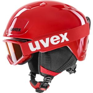 Uvex Heyya Set dječja skijaška kaciga i naočale, crveno-crna, br.: 51-55