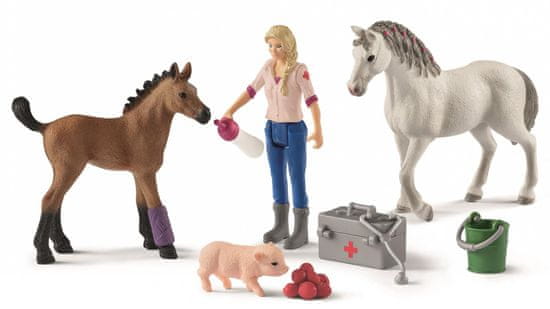 Schleich Figure kobile i ždrijebeta kod veterinarke 42486