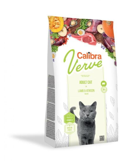 Calibra Verve Adult 8 + suha hrana za mačke, divljač, janjetina, 750 g