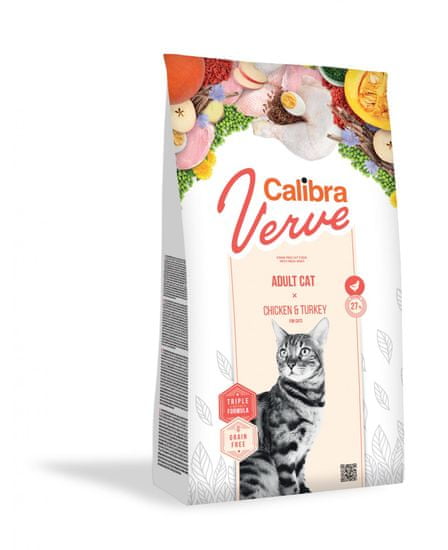 Calibra Verve Adult suha hrana za mačke, s piletinom i puretinom, 750 g