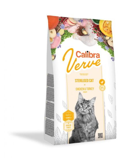 Calibra Sterilised suha hrana za mačke, piletina, puretina, bez žitarica, 3,5 kg