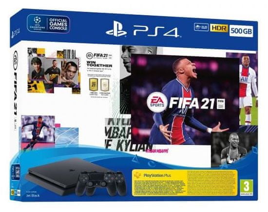 Sony PlayStation 4 Slim igraća konzola, 500 GB + FIFA 21 + DualShock 4