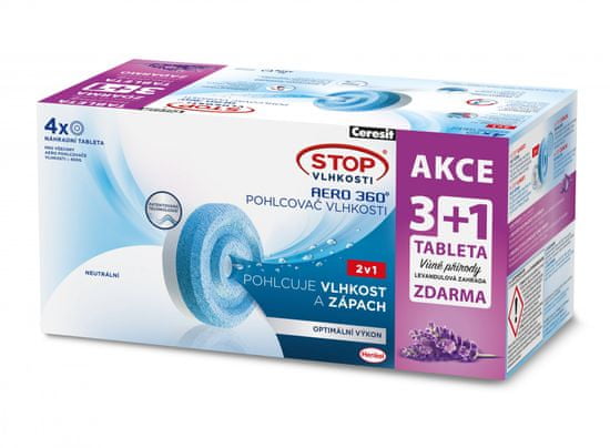 Ceresit STOP vlagi AERO 360 dodatne tablete, lavanda, 3+1, 4 x 450 g