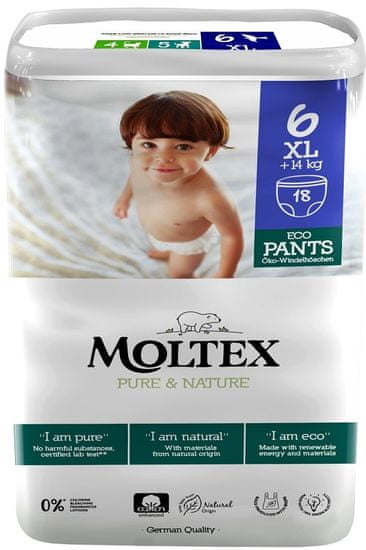 MOLTEX MOLTEX Moltex Pure Pelene gaćice & Nature XL +14 kg (18 komada)