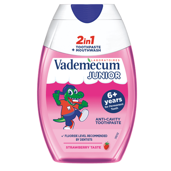 Vademecum Vademecum Junior 2 u 1 zubna pasta, jagoda, u gelu, 75 ml