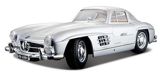 BBurago 1:24 Mercedes Benz 300SL model auto, srebrna