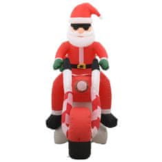 Vidaxl Napuhani Djed Mraz na motociklu s LED svjetlom, IP44, 160 cm