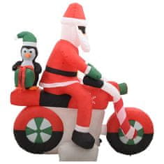 Vidaxl Napuhani Djed Mraz na motociklu s LED svjetlom, IP44, 160 cm
