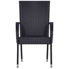 Vidaxl 7-dijelni vrtni blagovaonski set od poliratana crni