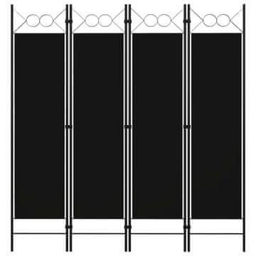 Vidaxl Pregrada za sobu s 4 panela crna 160 x 180 cm