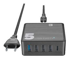 CellularLine Multipower 5 Fast punjač, 5-port, 4 x USB, 1 x USB-C, 60 W