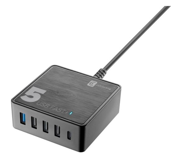 CellularLine Multipower 5 Fast punjač, 5-port, 4 x USB, 1 x USB-C, 60 W