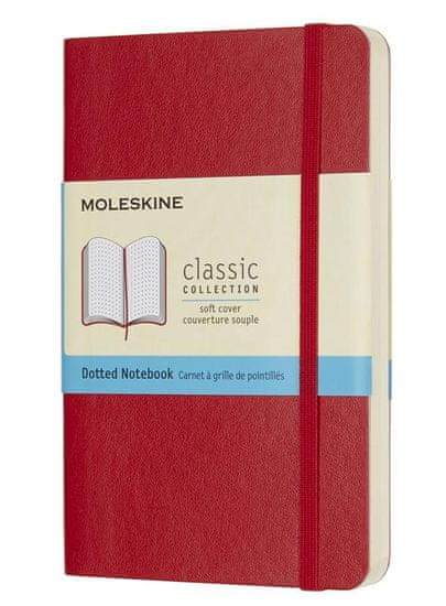 Moleskine bilježnica, mala, s točkicama, crvena, meki uvez