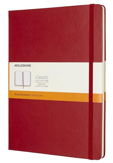 Moleskine bilježnica, XL, s crtama, crvena