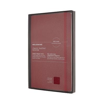 Moleskine Classic Leather bilježnica, velika, crte, crvena