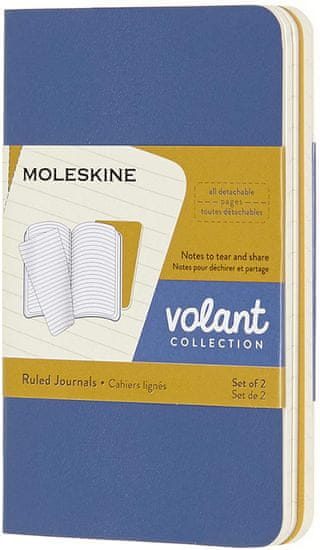 Moleskine Bilježnica Volant, crte, XS, 2 komada, plava i žuta