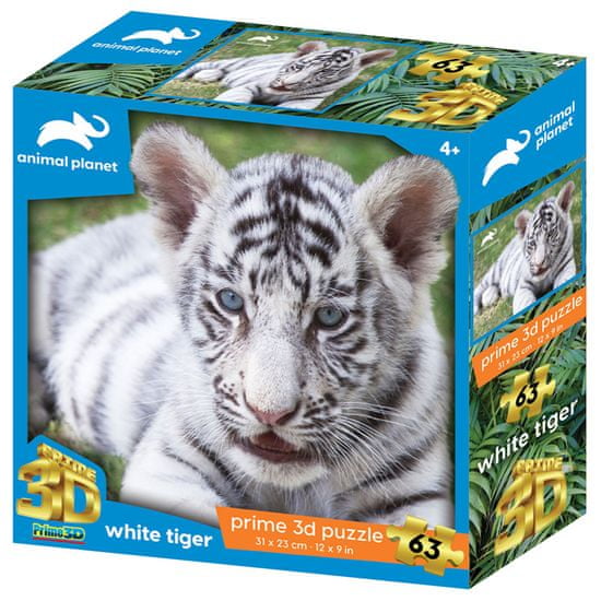 Animal Planet slagalica 3D - bijeli tigar, 63 komada, 31x23 cm