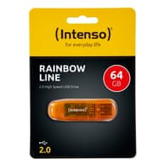 Intenso Rainbow Line USB memorijski stick, USB 2.0, 64 GB, narančasti