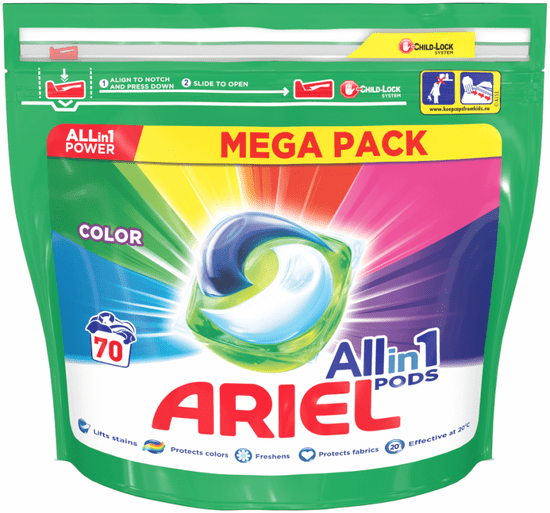 Ariel All-in-1 Color gel kapsule za pranje rublja, 70 komada