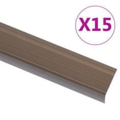 Vidaxl Rubnjaci za stepenice L-oblika 15 kom aluminijski 90 cm smeđi