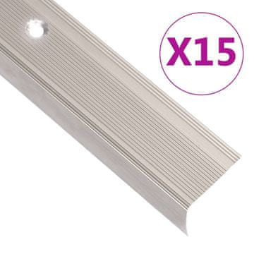 Vidaxl Rubnjaci za stepenice L-oblika 15 kom aluminijski 90 cm bež