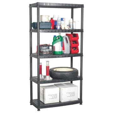 Vidaxl Polica s 5 razina Crna 85 x 40 x 185 cm Plastika