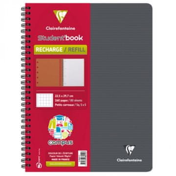 Clairefontaine Student'Book blok, spiralni, kocke, A4