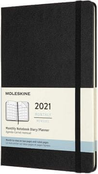 Moleskine planer 2021, 12-mjesečni, mjesečni, crni, veliki, meki uvez