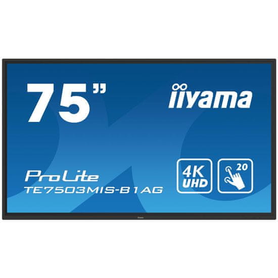 iiyama Prolite IPS 4K interaktivni zaslon osjetljiv na dodir, iiWare 8.0, zvučnici (TE7503MIS-B1AG)