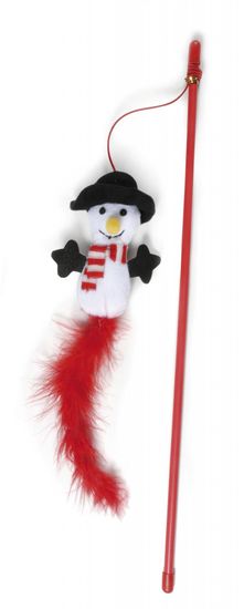 RECORD Igračka za mačke, štap sa snjegovićem i perjem, 47 cm