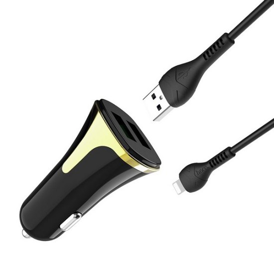 Hoco punjač za automobil Z31 3.0 QC s kablom Type C 1m, crno-zlatni