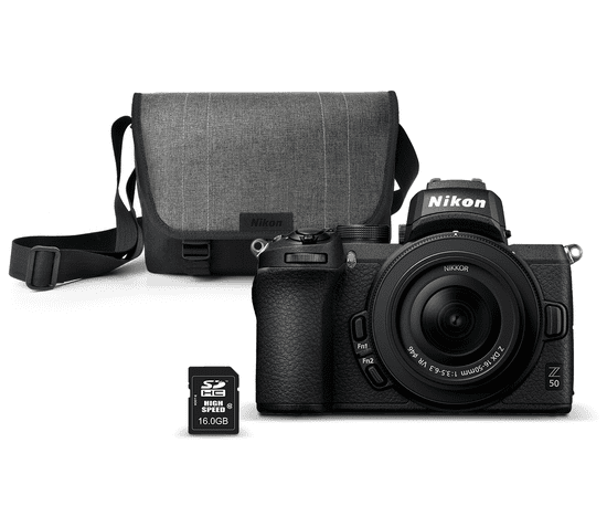 Nikon kit Z50 mirrorless fotoaparat + objektiv 16-50 + SD kartica, 16 GB + torba