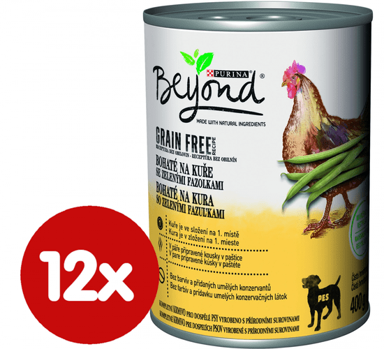 BEYOND Grain Free piletina s mahunama, 12 x 400 g