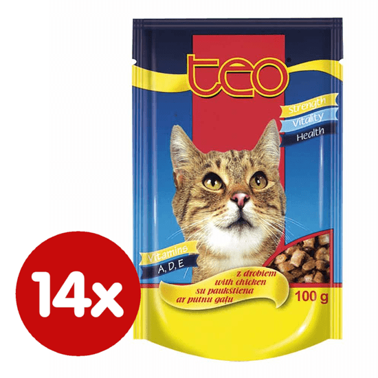 Dibaq pašteta za mačke TEO, perad, 14x100 g