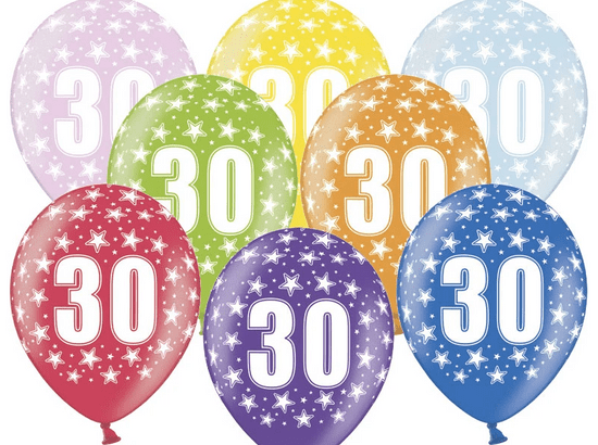 SELIS baloni 30 godina, 30 cm, 6 komada