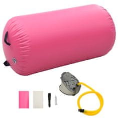 Vidaxl Gimnastički valjak na napuhavanje s crpkom 120x75 cm PVC rozi