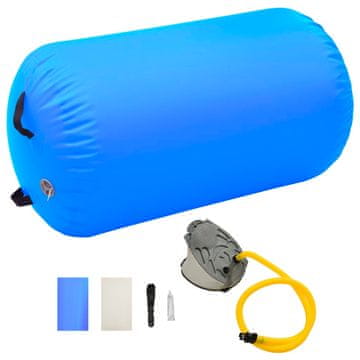 Vidaxl Napuhani gimnastički valjak s pumpom, 100 x 60 cm, PVC, plava