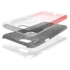 Bling maska za iPhone 12 Pro Max, 2 v 1, silikonski, srebrno-pink, sa šljokicama