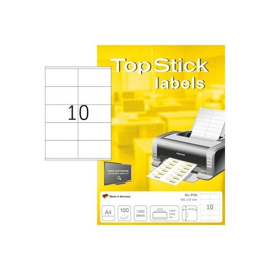 Herma Top Stick 8734 naljepnice, 105 x 57 mm, bijele, 100/1