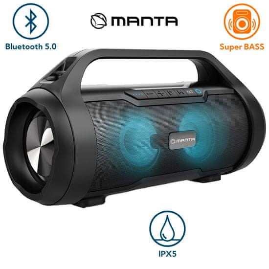 Manta Boombox SPK215 zvučnik, Bluetooth 5.0, USB/MicroSD/AUX/Radio FM, baterija do 20 sati, 30W RMS, TWS, IPX5