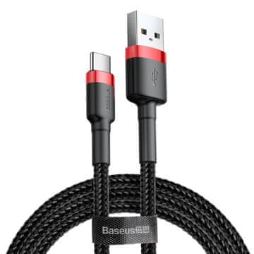 BASEUS Izdržljivi najlonski kabel USB-C QC3.0 2A 3M crno-crveni