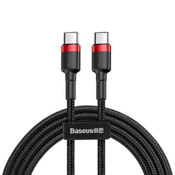 BASEUS Izdržljivi fleksibilni kabel USB-C PD 2.0 60W 20V 3A QC3.0 1M crno-crveni