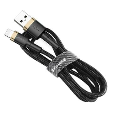 BASEUS Izdržljivi pleteni USB kabel za iPhone Lightning QC3 1m - crno-zlatni