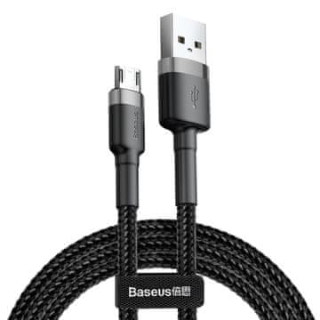 BASEUS Izdržljiv fleksibilni USB microUSB kabel 1.5A 2M crno-sivi