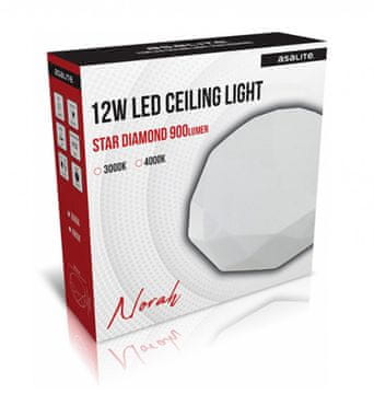 Asalite stropno LED svjetlo - Star, diamant, 12 W, 3000 K, 900 lm