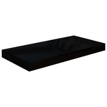 Vidaxl Plutajuća zidna polica visoki sjaj crna 50 x 23 x 3,8 cm MDF